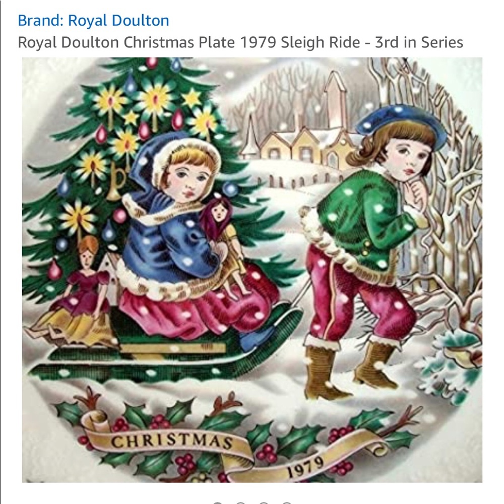Royal Doulton Christmas Plate 1979 Sleigh Ride